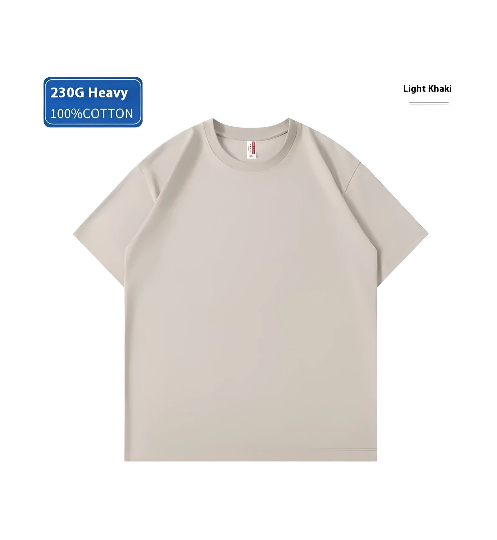 Heavy cotton loose fit t-shirt on a hanger, shown in a solid colour with short sleeves.