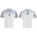 Men's heavy cotton short sleeve round neck T-shirt with three-dimensional stitching and hot rhinestone detailing