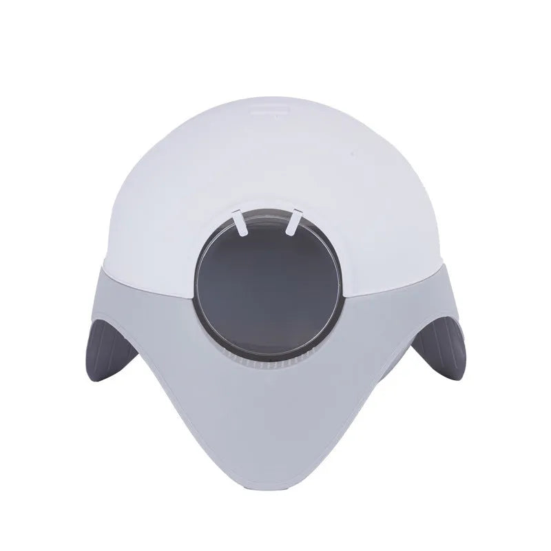 Large enclosed UFO plastic cat litter box in snow house style for indoor use