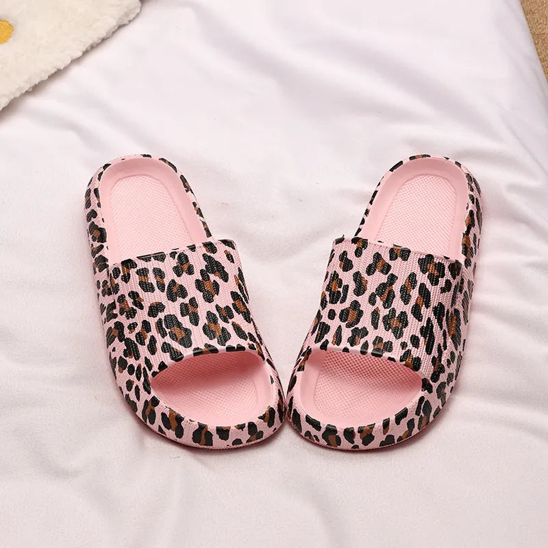 Women's leopard print EVA slippers with thick sole in multiple animal print colours