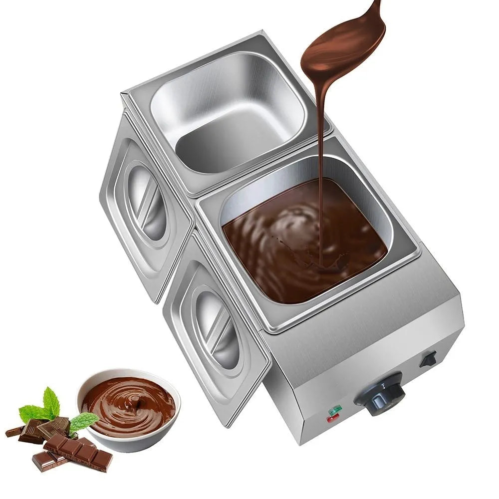 Commercial electric chocolate melting machine with double pot water insulation heating system.