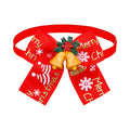 Red and green British style polyester bow tie accessory with elastic band for pet, doll or Christmas tree.