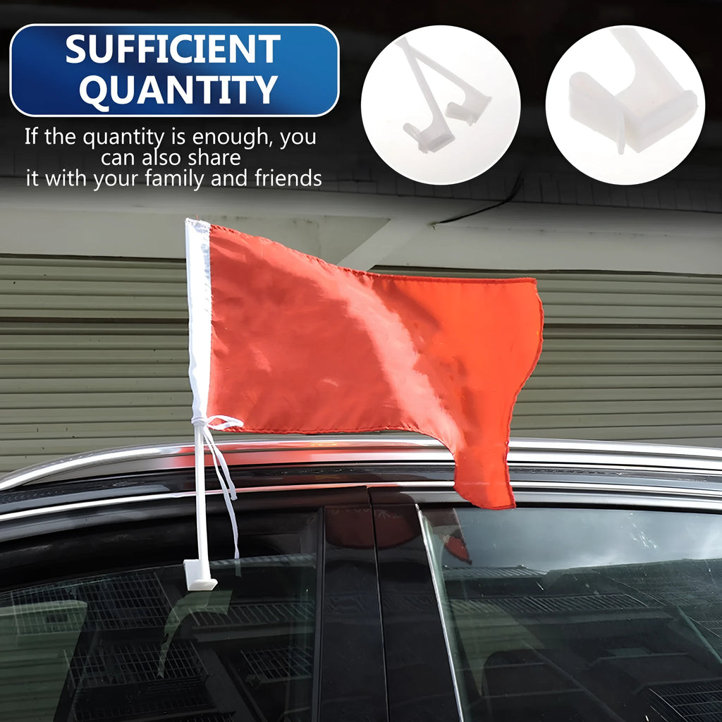 White PP plastic car window flag pole holder clip, shown in a pack of 10.