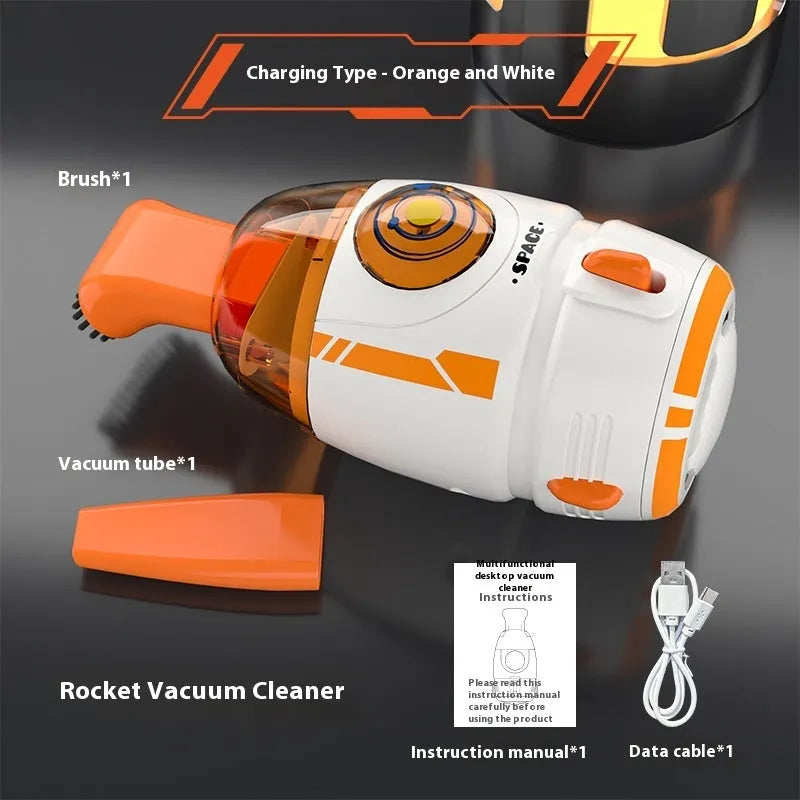 USB rechargeable handheld desktop vacuum cleaner in rocket and animal designs for keyboard cleaning