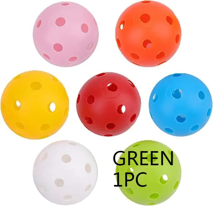 24 multi-colour 42mm golf practice balls in red, orange, blue, green, white, yellow stored in mesh net bag