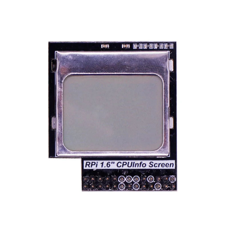 1.6-inch LCD screen for Raspberry Pi showing CPU data with blue backlight.