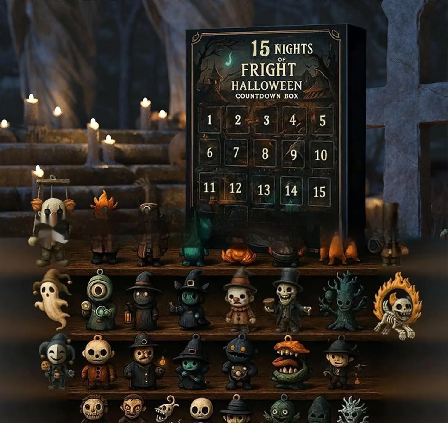 Halloween horror countdown box blind box with resin decorations