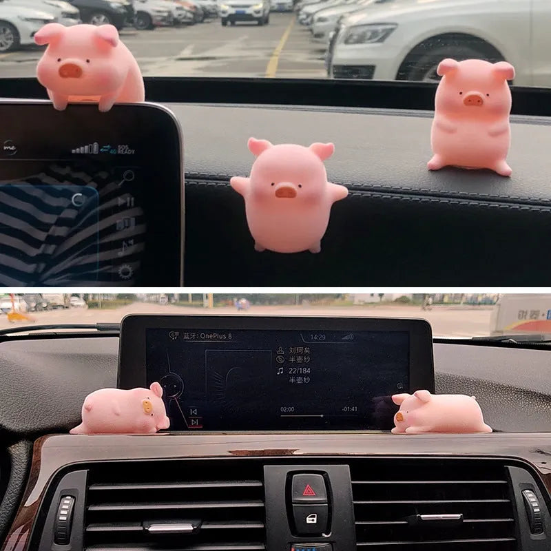 Cute cartoon pig resin figurine car dashboard decoration accessory.