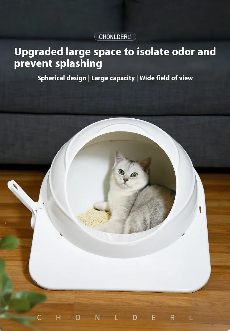 Large fully enclosed cat litter box in Ariston colour, showing covered design and deodorising feature.