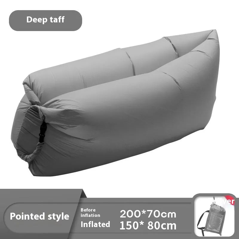 Inflatable lazy sofa in outdoor setting with colourful design options