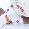 Purple crystal bracelet with micro-inlaid cherry blossom floral pattern, handcrafted women's jewellery
