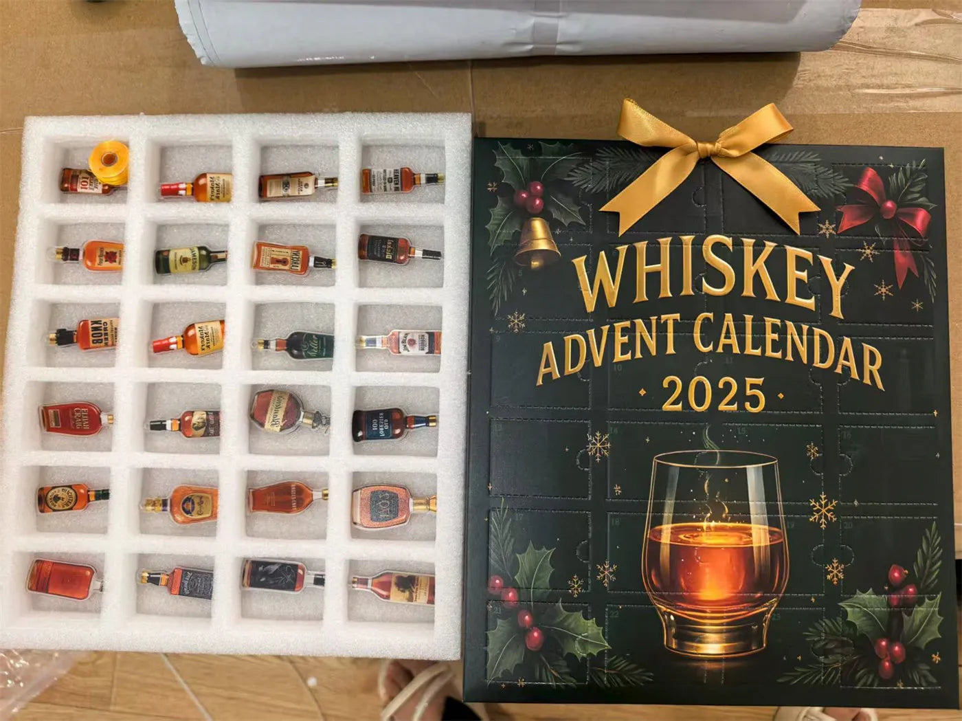 Acrylic arrival calendar blind box Christmas gift with clear compartments and festive design