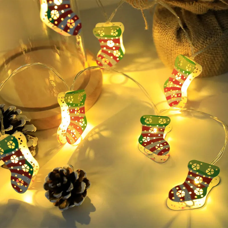 Christmas LED light string with Santa Claus, elk and snowman decorative ornaments for festive holiday decoration