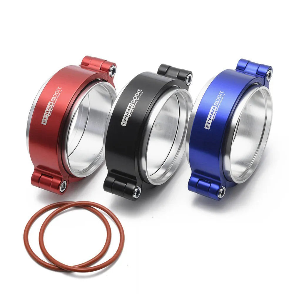 Black aluminium fixed movement clamp for car exhaust downspout, 2-4 inch size, 800psi burst rating