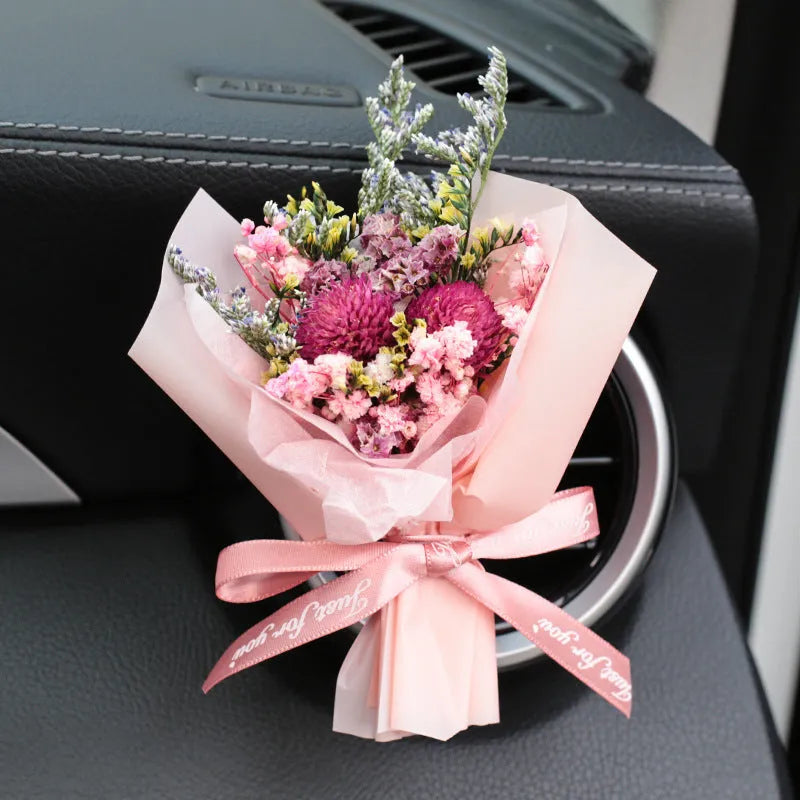 Mini dried flower bouquet for car vent attachment in multiple colour and style options
