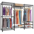 Black metal floor storage rack for hangers trousers and ties organisation 175x40x192cm dimensions