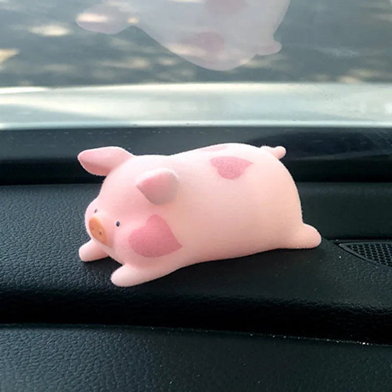 Cute cartoon pig resin figurine car dashboard decoration accessory.