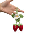 Handmade strawberry car pendant knitted from cotton and hemp in simple style