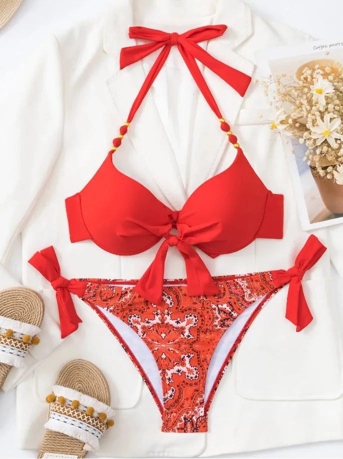 Ladies polyester bikini swimsuit available in multiple colours and sizes