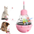 Green rope and electric yellow ball cat wand toy with slow feed dispenser on rocking base