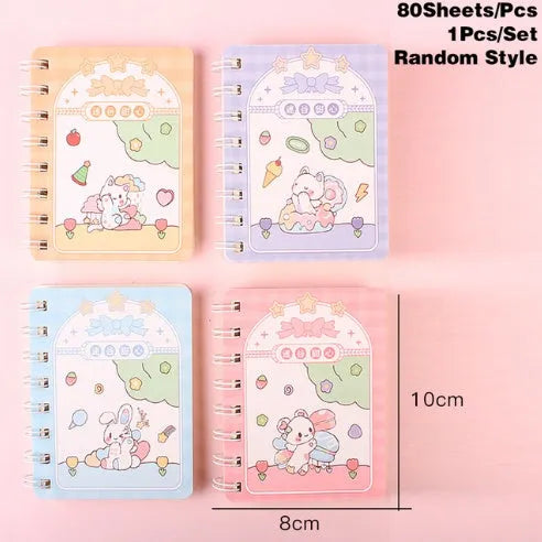 105x80mm cloth cover coil notebook with screw binding showing random colour design options