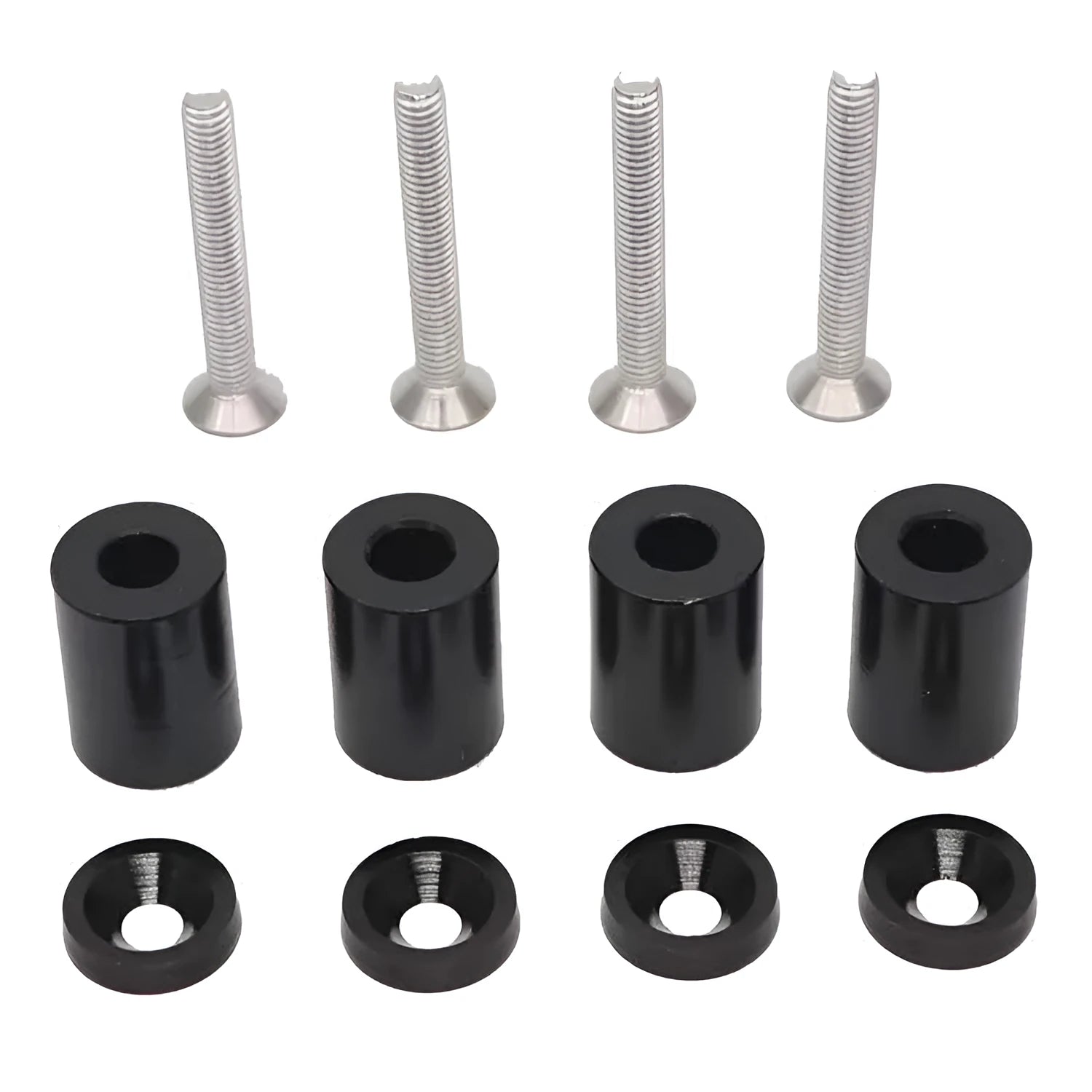 Aluminium alloy machine cover height spacers pack with hardware for car modification in black blue red colours