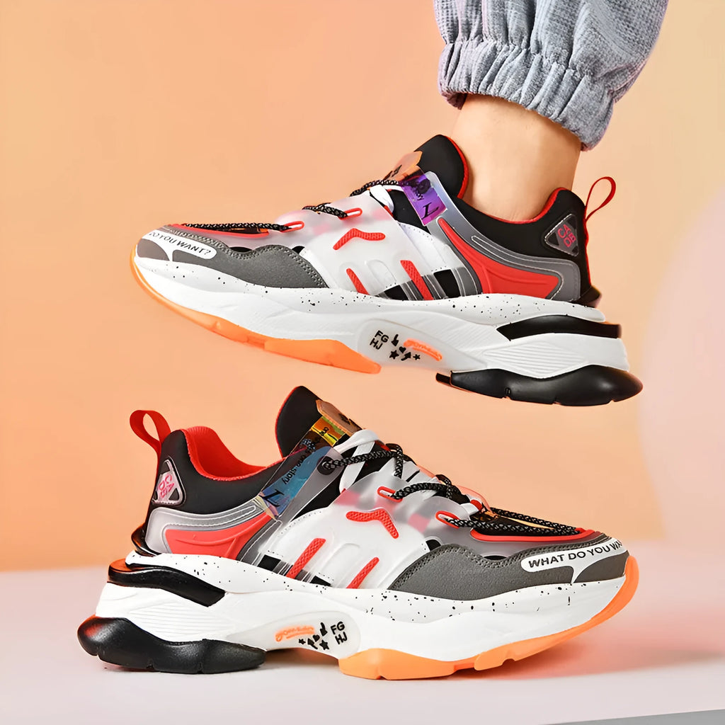 Men's casual running shoes with TPU popcorn sole, low top, lace-up, solid colour, available in white and black gray