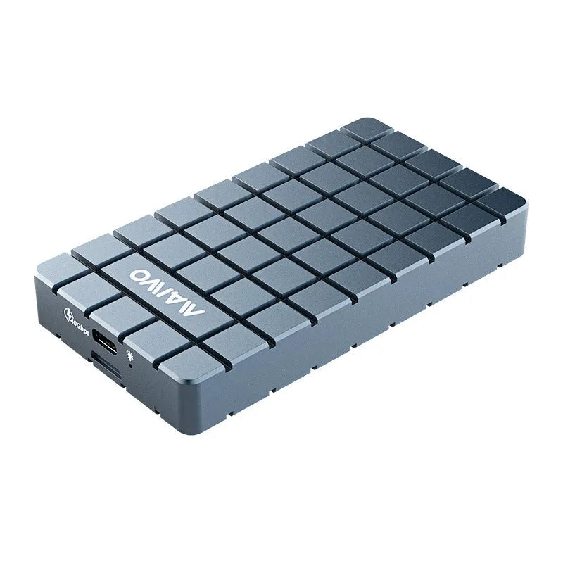 Aluminium USB4 hard disk box for solid state drives measuring 50mm by 118mm by 13mm