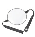 Black baby car rearview mirror with 17cm glass mounted on adjustable strap for rear-facing safety seats