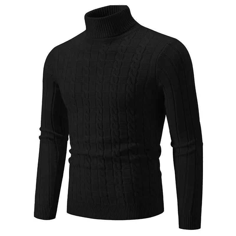 Men's slim twist turtleneck pullover in chenille fabric available in multiple colours