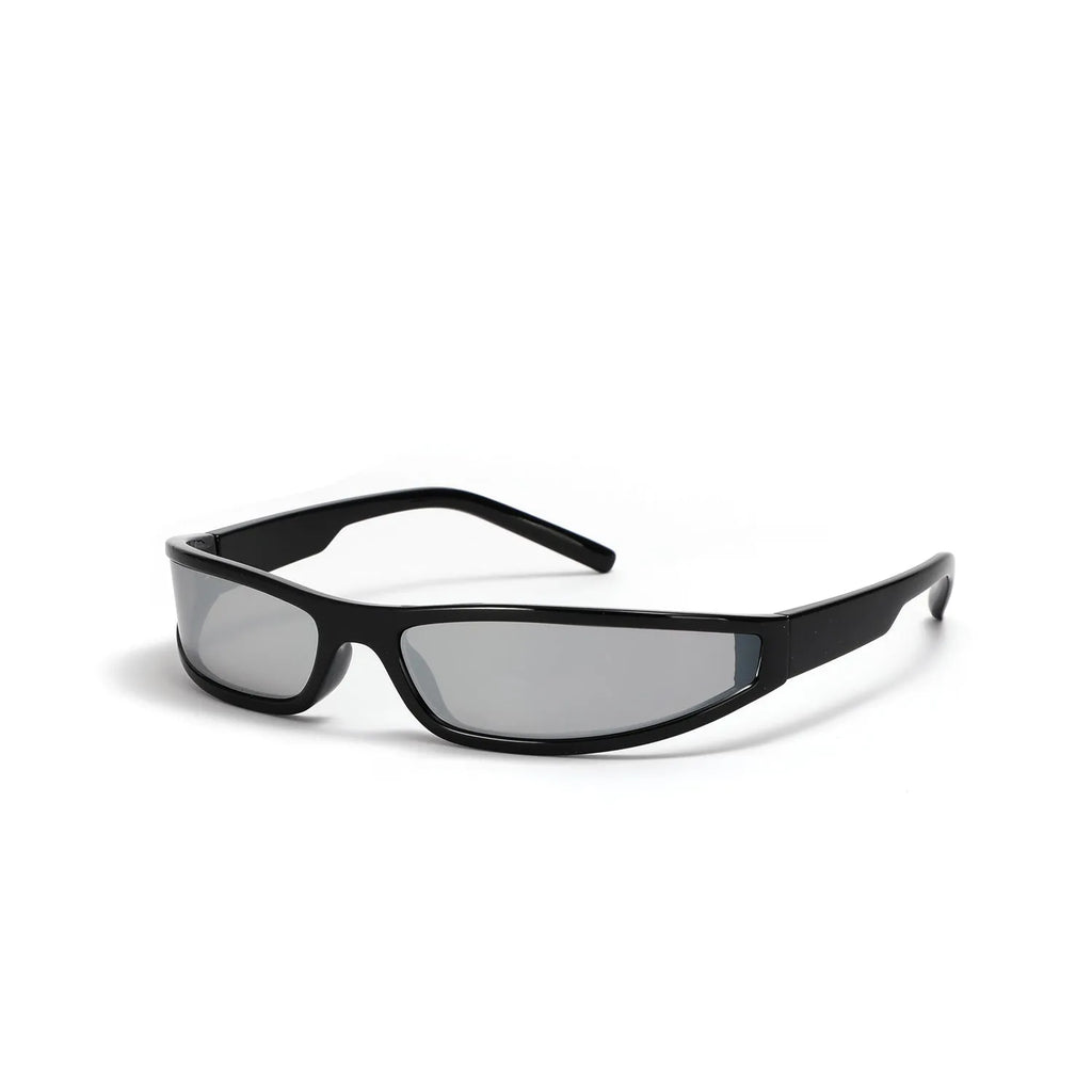 Women's narrow frame sunglasses in Bright Black and Gray, Mocha Mercury, Bright Black and White Mercury, and White Frame Red Mercury colour options