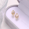Simple geometric natural white crystal earrings in 925 silver with electroplated finish
