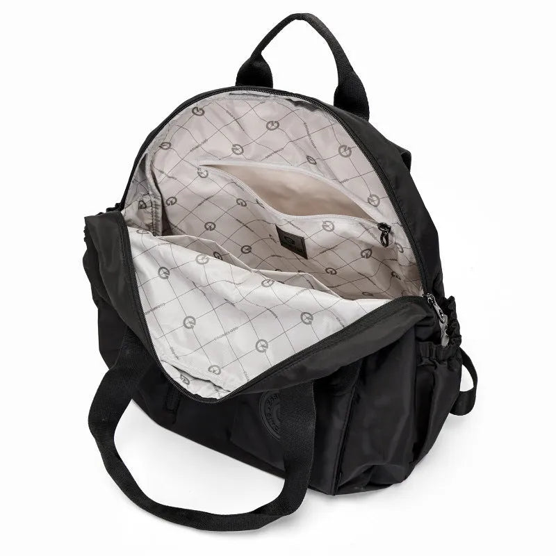 Outdoor lightweight nylon backpack in khaki with large capacity and sandwich pocket