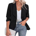 Slim-fit women's cardigan suit jacket in black, white or wine red polyester