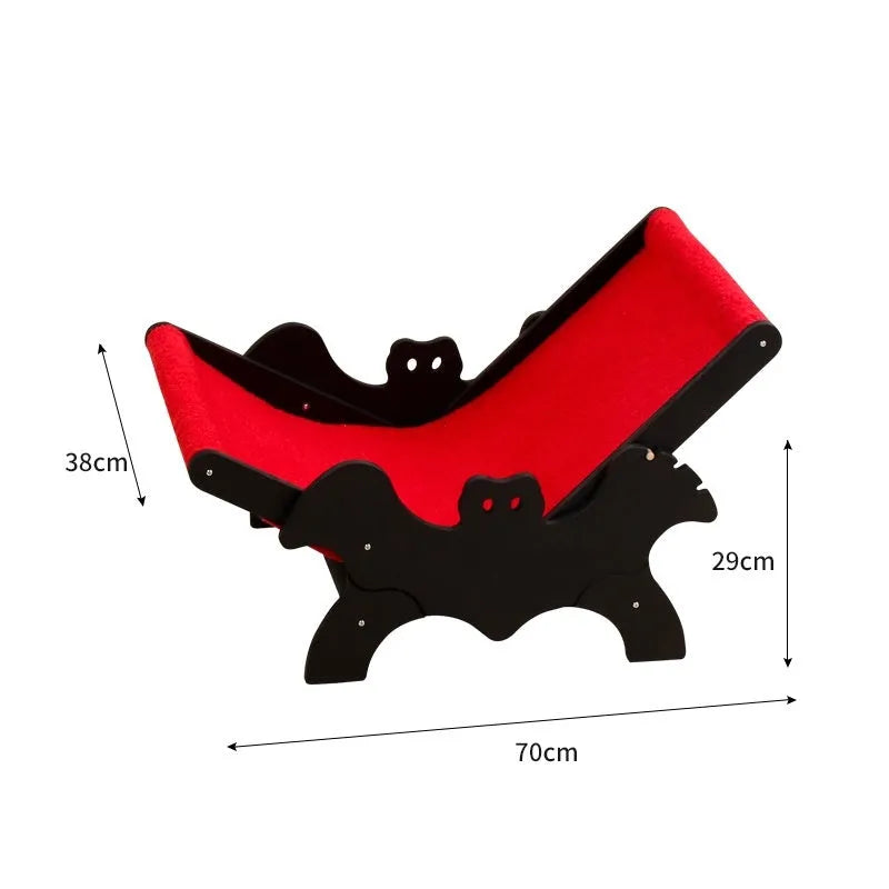 MW-054 wooden cat recliner bed with black and red Halloween colour design