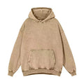 Men's batik washed cotton hoodie in loose fit with drop-shoulder sleeves showing washed colour pattern