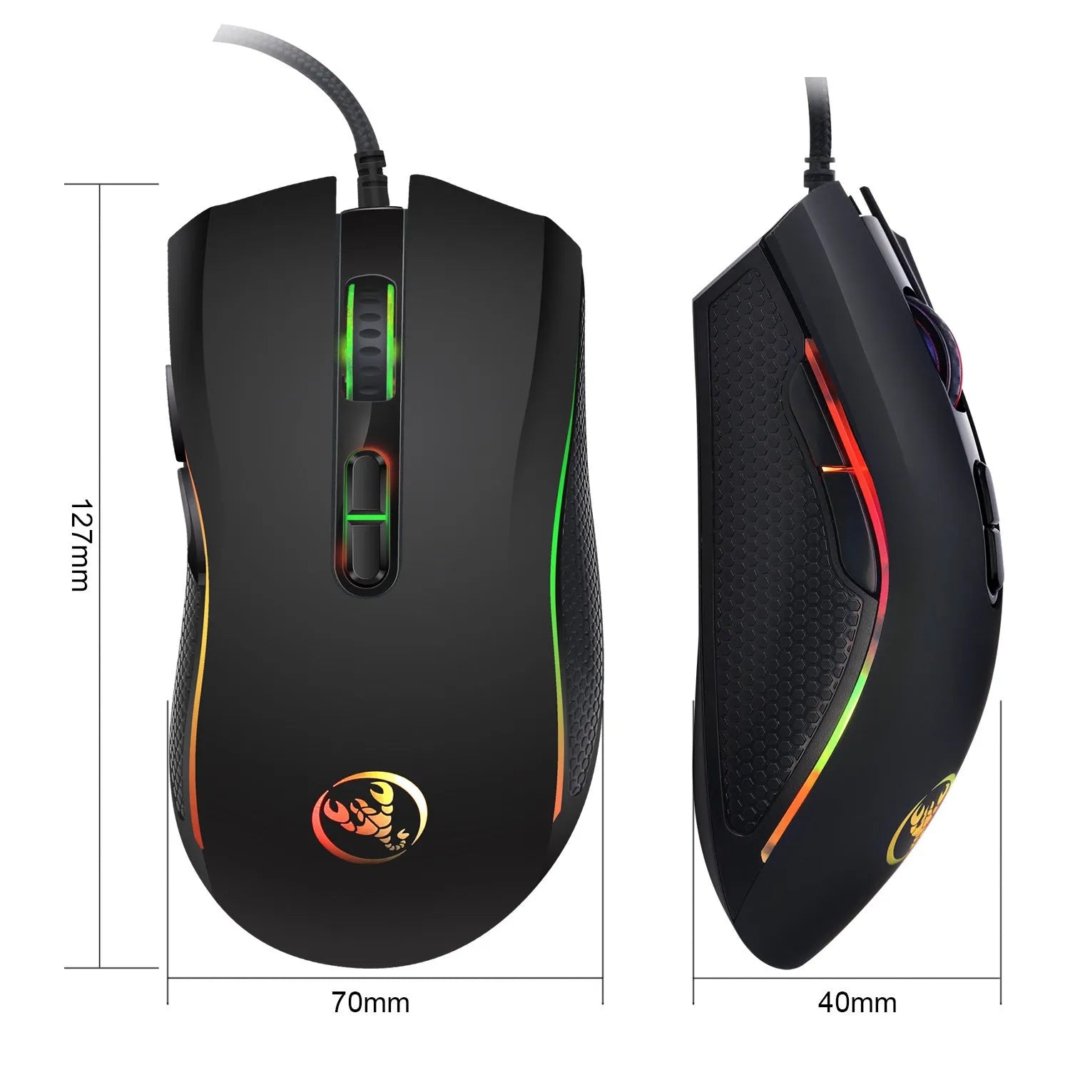 White and black keyboard and mouse combo with colour backlighting and 1.5-metre USB cable