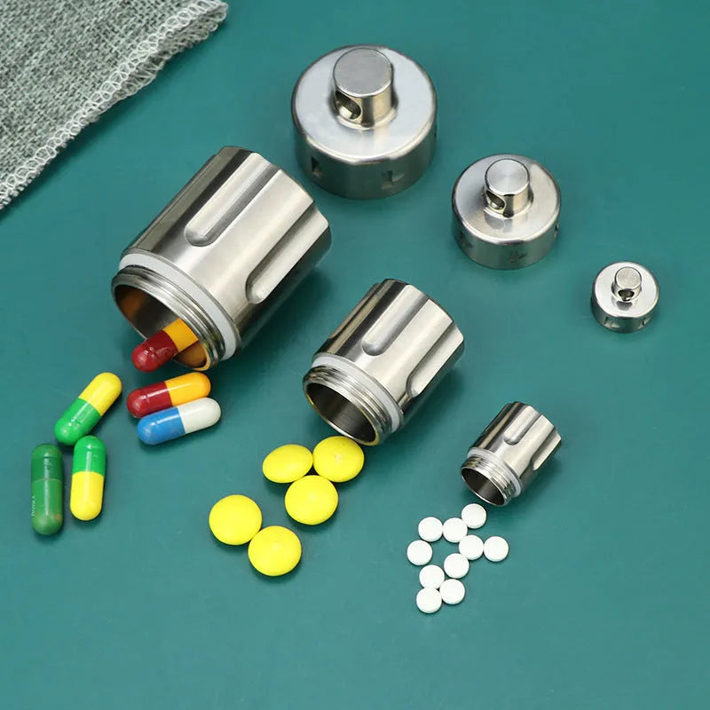 Pure titanium waterproof compartment portable storage tank in T10 size options for medicine organisation