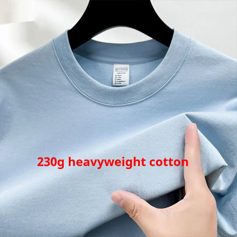 Men's thin cotton drop shoulder t-shirt in solid colour on hanger