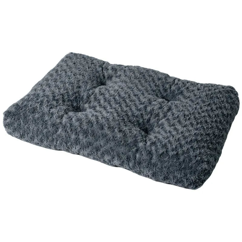 Dark gray embossed velvet thick square pet mat for dogs, available in multiple sizes from XS to XXXL