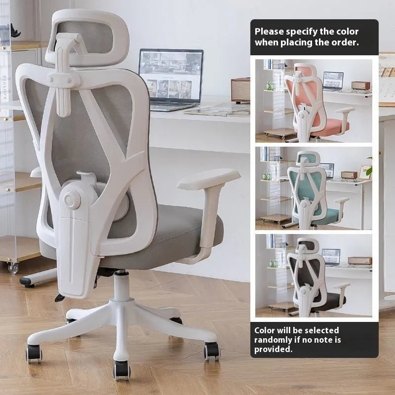 Ergonomic gaming chair with black frame, mesh seat, 4D adjustable armrests, and footrest on a neutral background