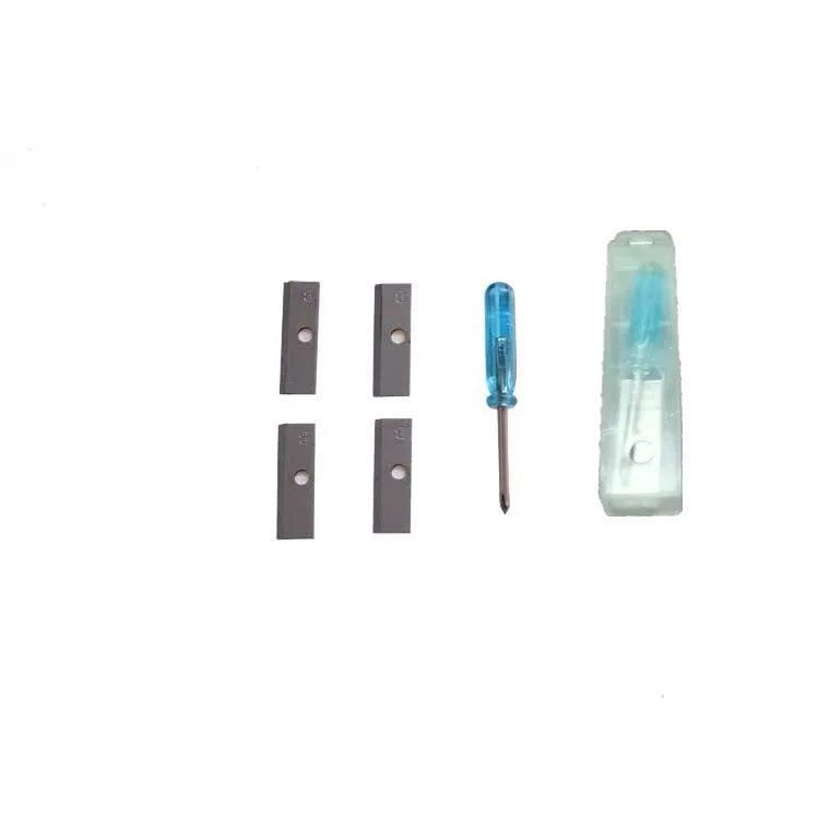 Geometric shaped four-hole plastic pencil sharpener for art sketching with built-in screwdriver tool.