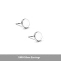 S999 sterling silver round flat ear bone studs in black and silver finishes, showing 3mm to 8mm size range