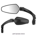 Black rotatable bicycle rearview mirror for handlebars, showing acrylic lens and mounting clamp.