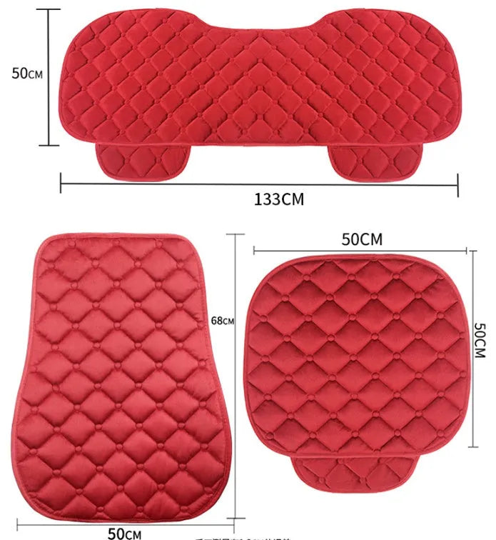 Ringer plush winter car seat cushion in cotton fabric with cotton stuffing, available in six colours