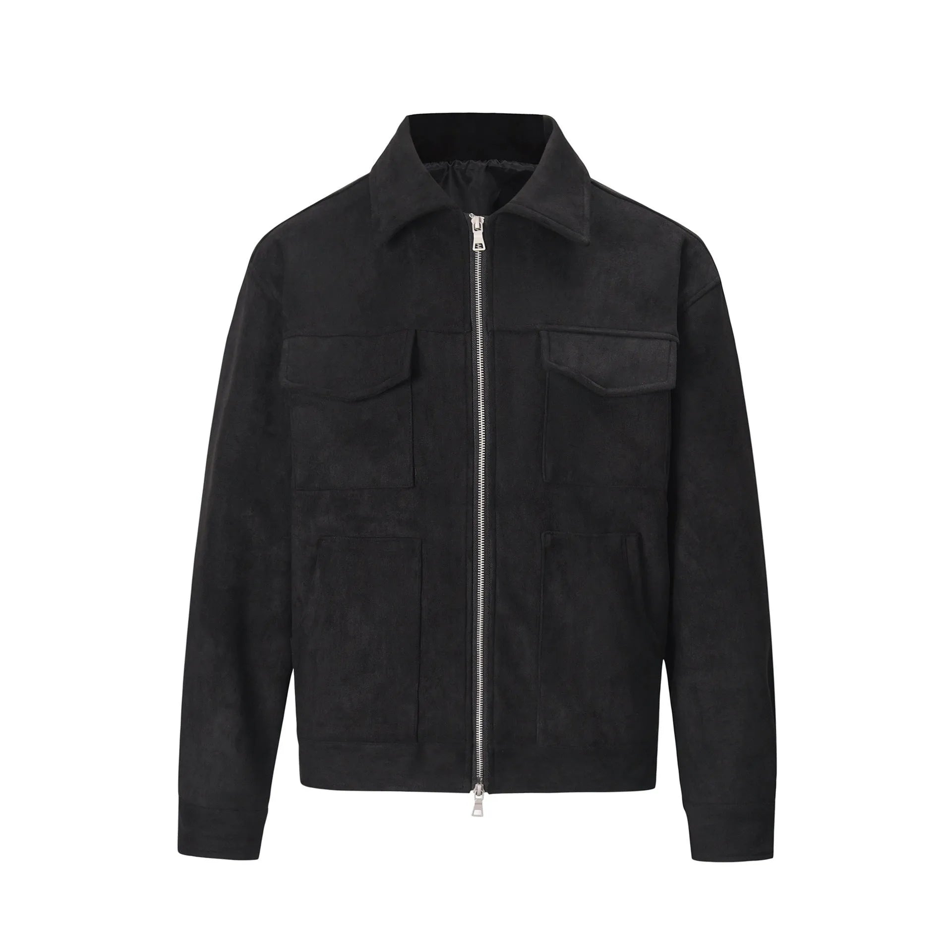 Thickened slim fit jacket coat with a large zippered pocket, shown in camel colour