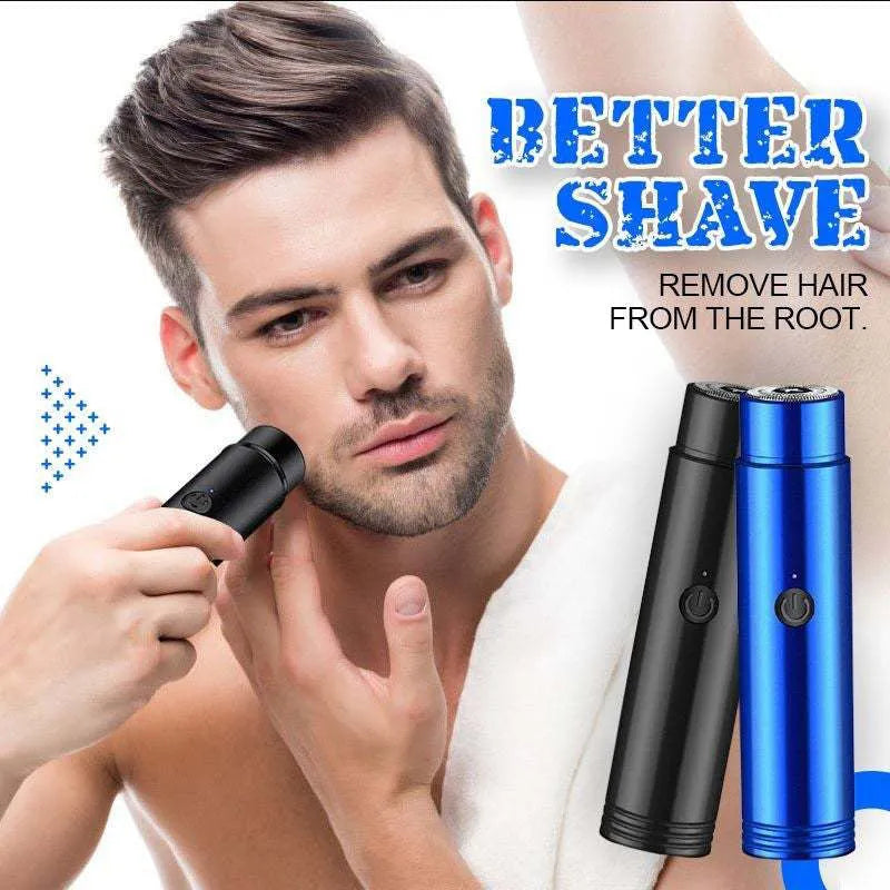 Mini portable electric shaver with rotary 1-blade head, black, 106mm length