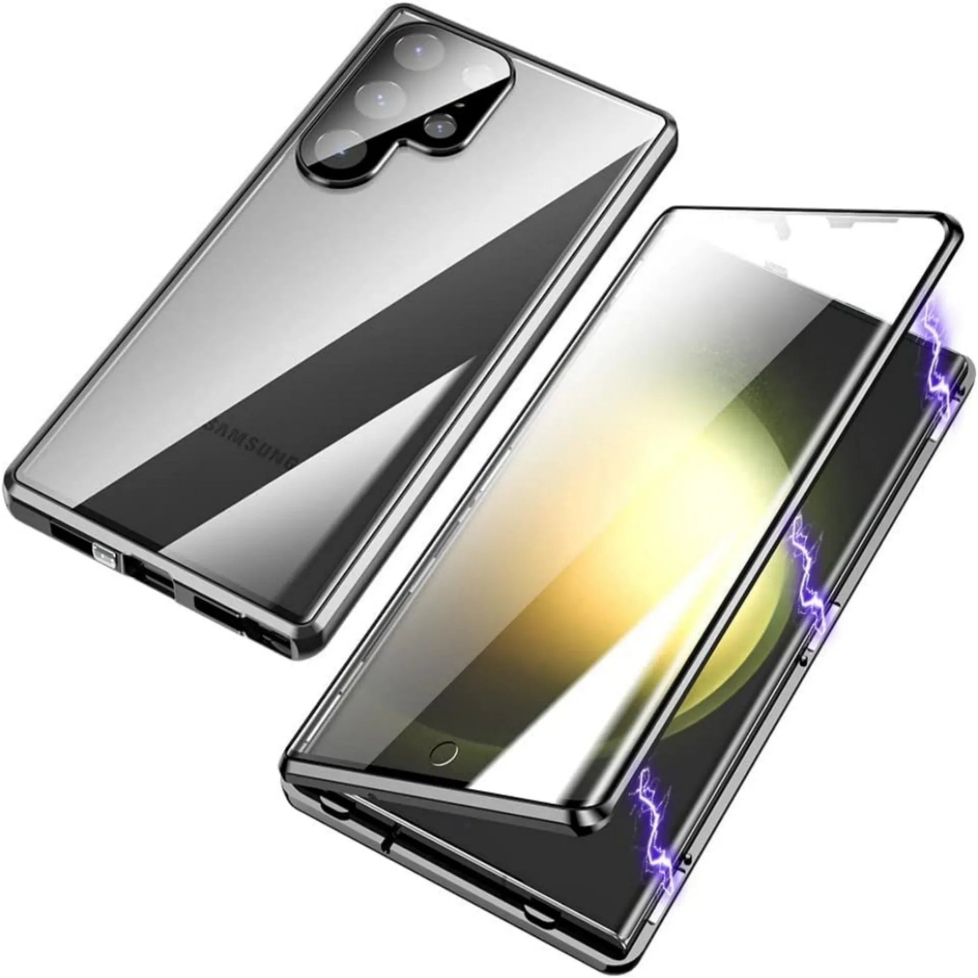Magnetic King glossy metal HD peep-proof phone case for Samsung S25 Ultra in silver