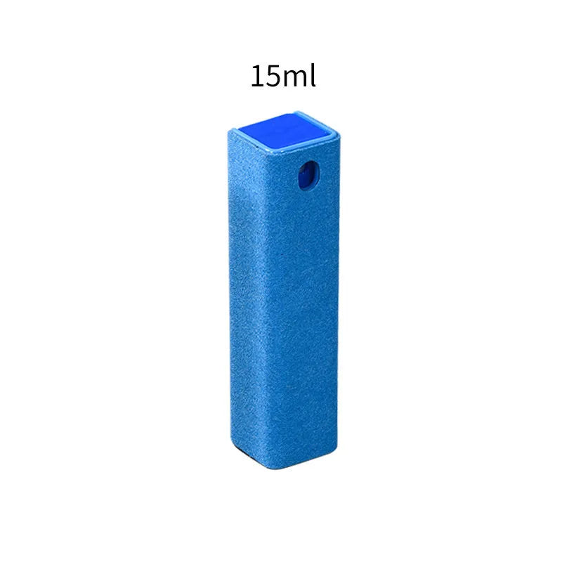 Blue 15ml phone screen cleaner spray tool with integrated case and wipe storage.