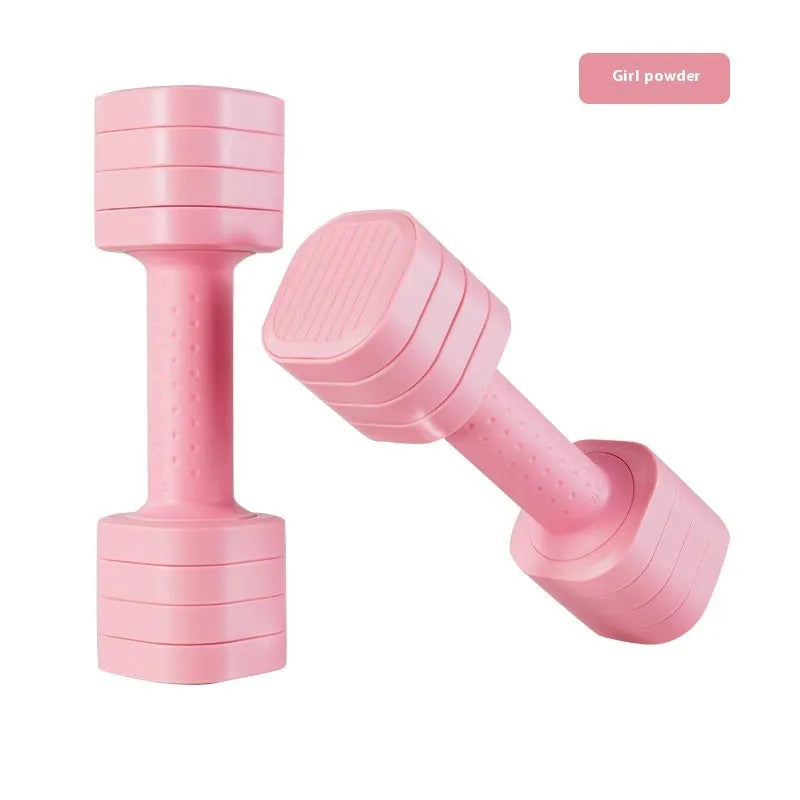 Detachable pink dumbbells with slimming body device design for women's fitness and body shaping workouts